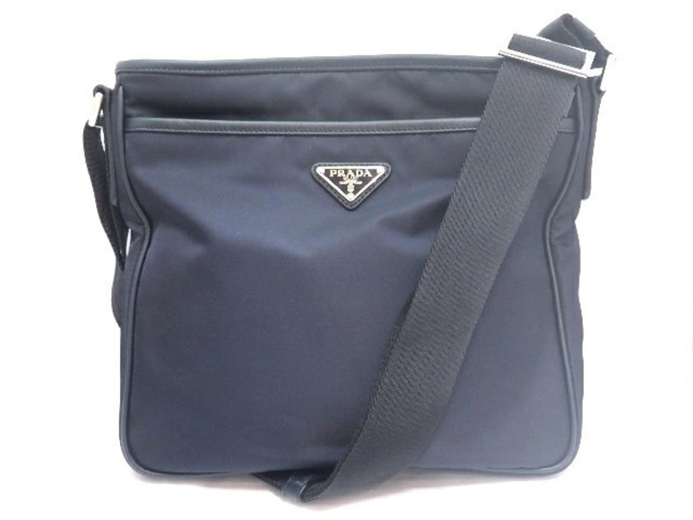 Prada Hobo Bag Saffiano Leather Navy Blue